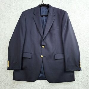 Chaps Blazer Jacket Sz 42R Navy Gold Button Wool Sport Coat Vintage Classic